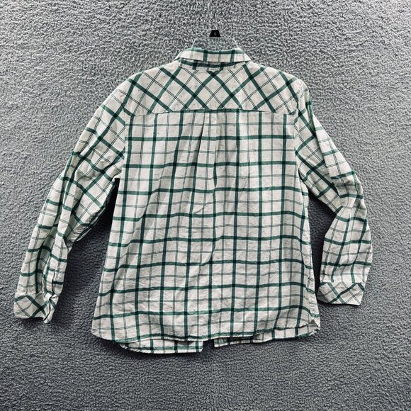 Talbots Womens Top Extra Large Cream Green Long Sleeve Button Front Shirt - Picture 2 of 8